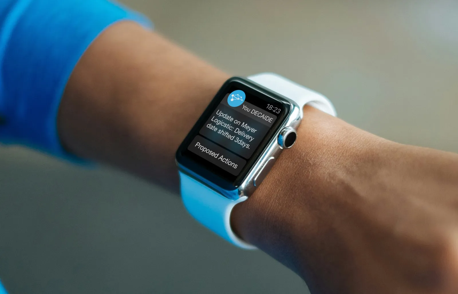 The decAIde concept showing a suggested action on a smartwatch